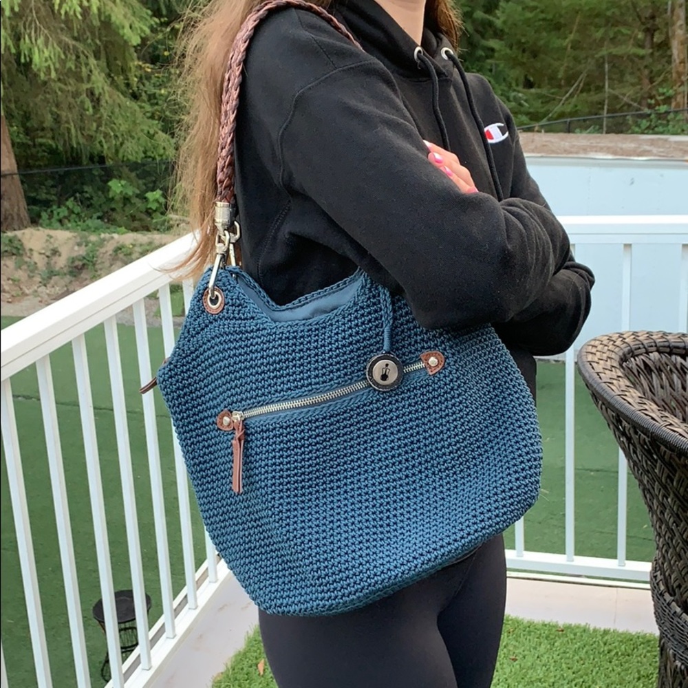 The Sac Beautiful blue bag!  Woven leather straps